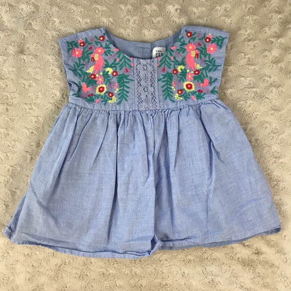 GAP Other - Baby Gap Dress Floral & Bird Embroidery 6-12M